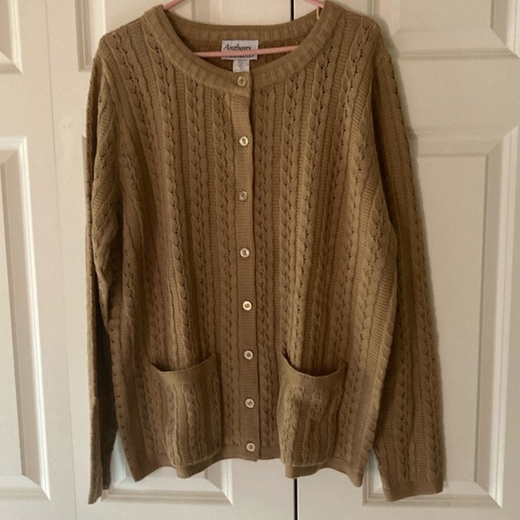 Anthony Richards cable knit cardigan sweater 1X NWOT 90’s pockets soft timeless - Picture 1 of 6